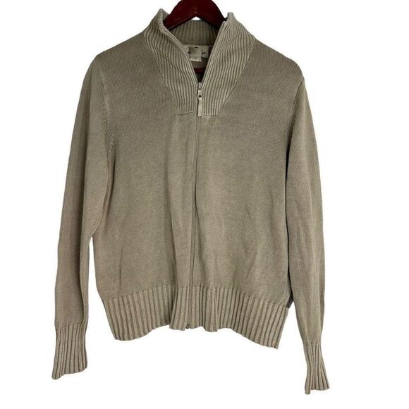 Woolrich Sweaters - Vintage Woolrich Womens Tan Beige Knit Sweater Jacket Full Zip Mock Neck Size XL